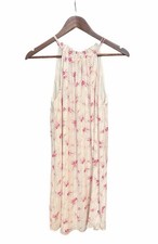 Loft Floral High Neck Sleeveless Dress Small Tie Back Cream Pink Casual Work NEW