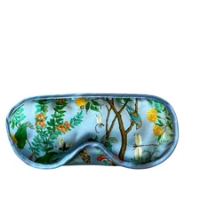 GUCCI Tian Print Sleep Mask with Pouch in Blue Satin Luxury Travel NEW 