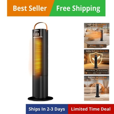 Space Heaters Indoor Use, 26'' 12ft/s Electric Heater with Remote, 1500W Elect...