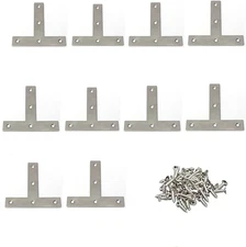 T Brackets, 10PCS Stainless Steel T Brackets, Flat T Shape Repair Mending Plate,