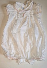 Little English Peter Pan Collar White w/ Pinks Sz 9 Months Pima Cotton