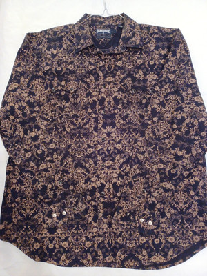 Panhandle Slim Button Up Shirt Mens Large Black Gold Paisley Western Rodeo