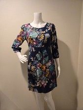 Boden Floral Print Long Sleeved Dress Navy 6