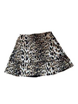 DONA JO Leopard Print A-Line Stretch Skirt Shorts Skort Size 1 US Small