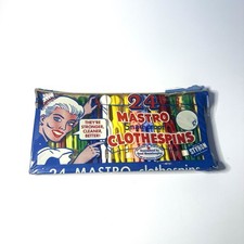 Vintage Mastro 24 Multicolor Plastic Clothes Pins Snag-Proof in packaging