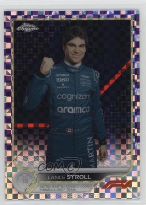 2022 Chrome Formula 1 F1 Racers Purple Checker Flag Refractor Lance Stroll 3hd