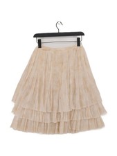 Prada Women's Midi Skirt UK 10 Cream 100% Silk Midi A-Line