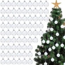 100 Pcs Christmas Iridescent Ornaments Clear Plastic Christmas Ball Decoratio...