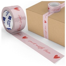 Decorative Packing Tape Pink Red Heart Sent With Love 1.88 Inch x 110 Yards