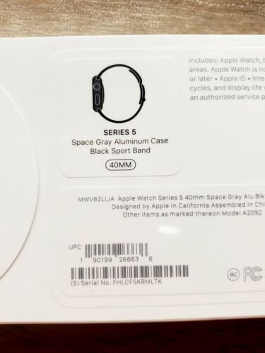 Relógio Apple Watch Series 5 40mm MWV82LL/A Space Gray Novo