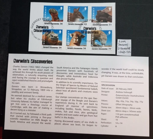 GB Guernsey 2009 Commemorative Stamps~Darwin Discoveries~Set~VFU~on piece~ex fdc