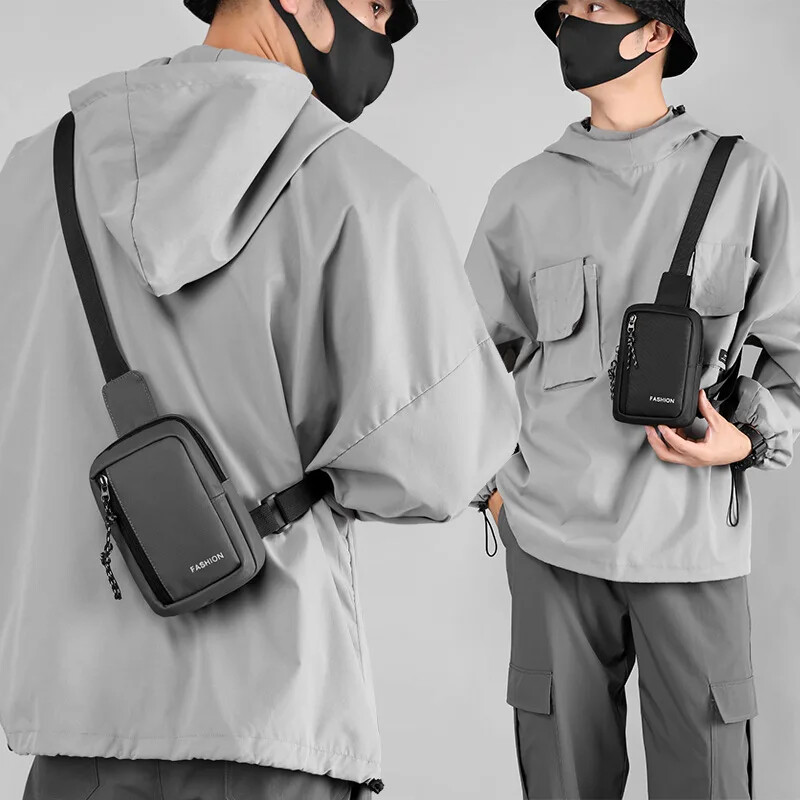Men's Shoulder Bag Oxford Chest Bag Sling Crossbody Bag Small Travel Phone Bag