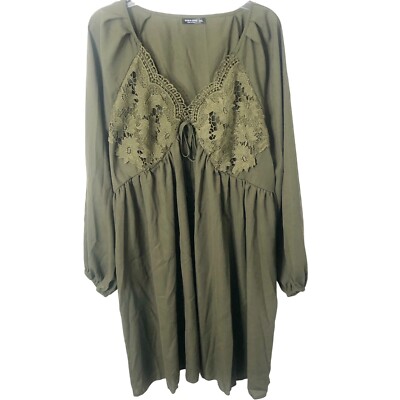Shein Curve Women's Olive Green Long Sleeve Button and Lace Detail Dress Size 2X | eBay Shein Curve Women's Olive Green Long Sleeve Button and Lace Detail Dress Size 2X | eBay