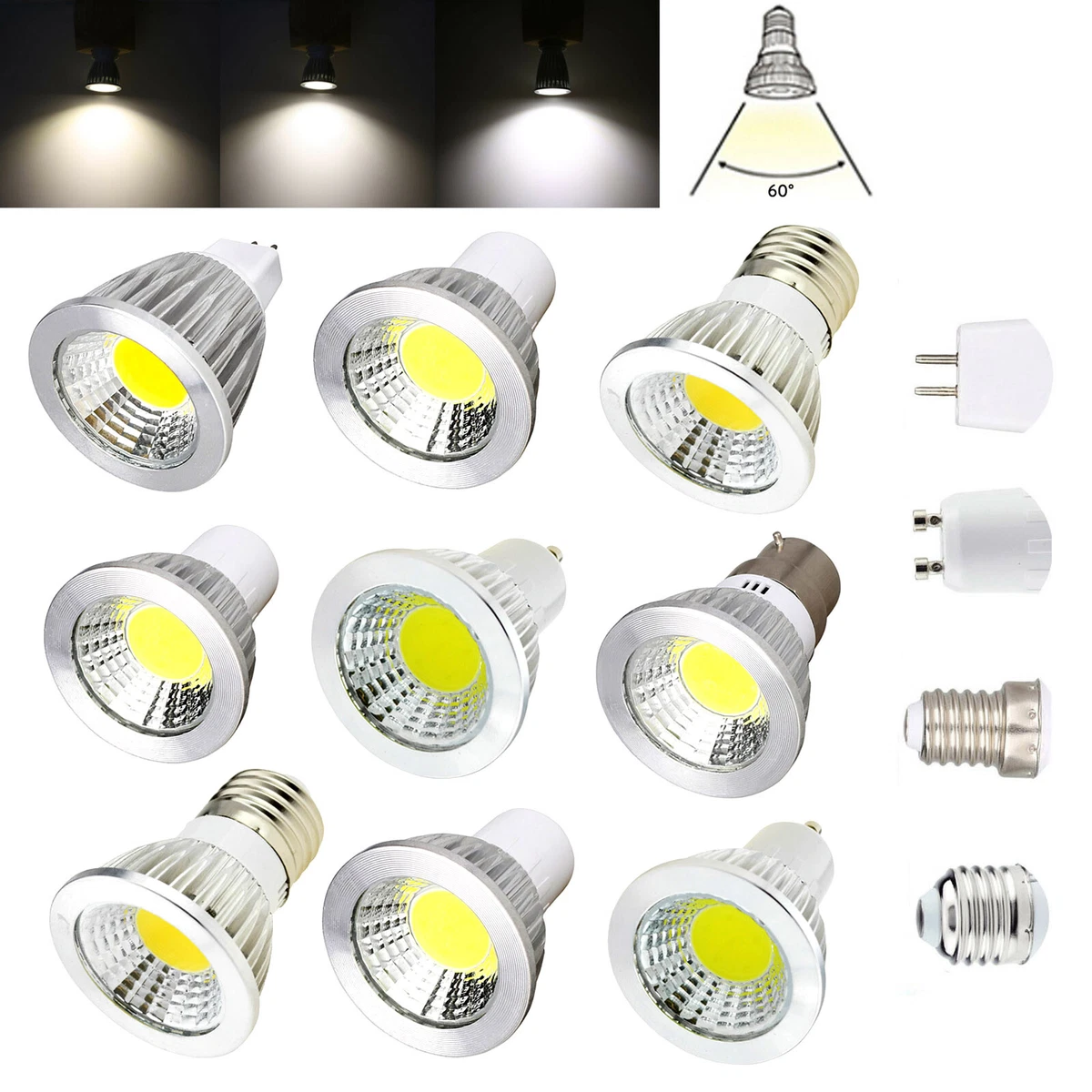 Dimmable GU10 LED Spotlight MR16 GU5.3 E27 E12 B22 6W 9W 12W COB Lamp Bright RML