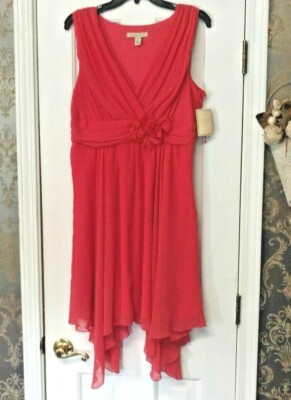 Women's Jonathan Martin Sleeveless Coral, Chiffon Dress, Size 12, New with Tags