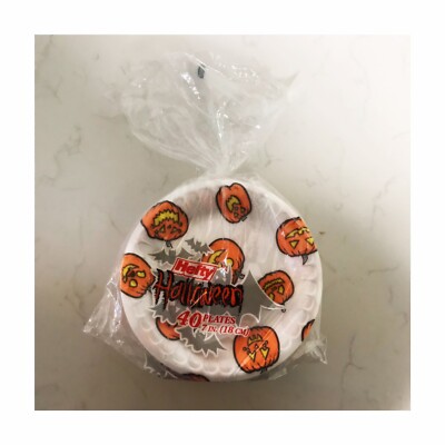 NOS Vintage 1999 Hefty 7 Inch Halloween Pumpkin Jack-o-Lantern Foam Plates Pack