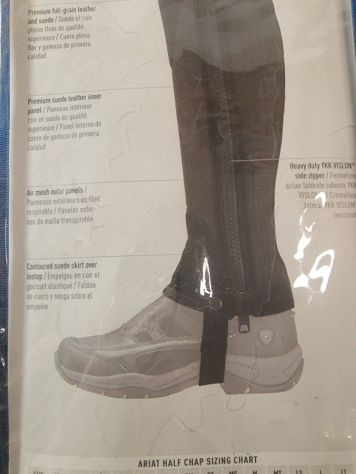 NEW Ariat Terrain II Half Chaps Black Size XST XSmall Tall 13.5" Calf 19.5" Tall