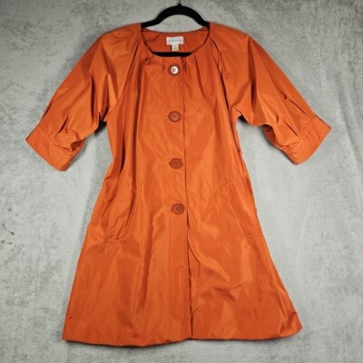 Soft Surroundings Burnt Orange 3/4 Slv Knee Length Flowy Pleated Jacket Size 8