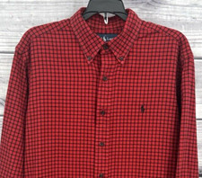 RALPH LAUREN CLASSIC FIT BUTTON FRONT LONG SLEEVE SHIRT Men's Size L RED PLAID