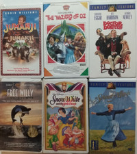 6 VHS Family films Jumanji Oz Dr Doolittle Snow White Free Willy Sound of Music