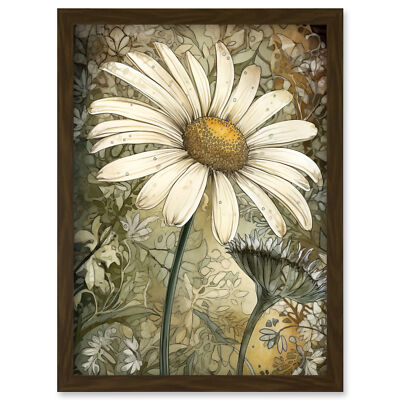 Pastell Aquarell Gänseblümchen Blume Blüte Illustration gerahmt Kunst Bild Druck A4