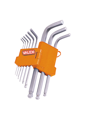 SERIE SET 9 PEZZI CHIAVI MASCHIO ESAGONALI E BALL-POINT PIEGATE SFERA VALEX