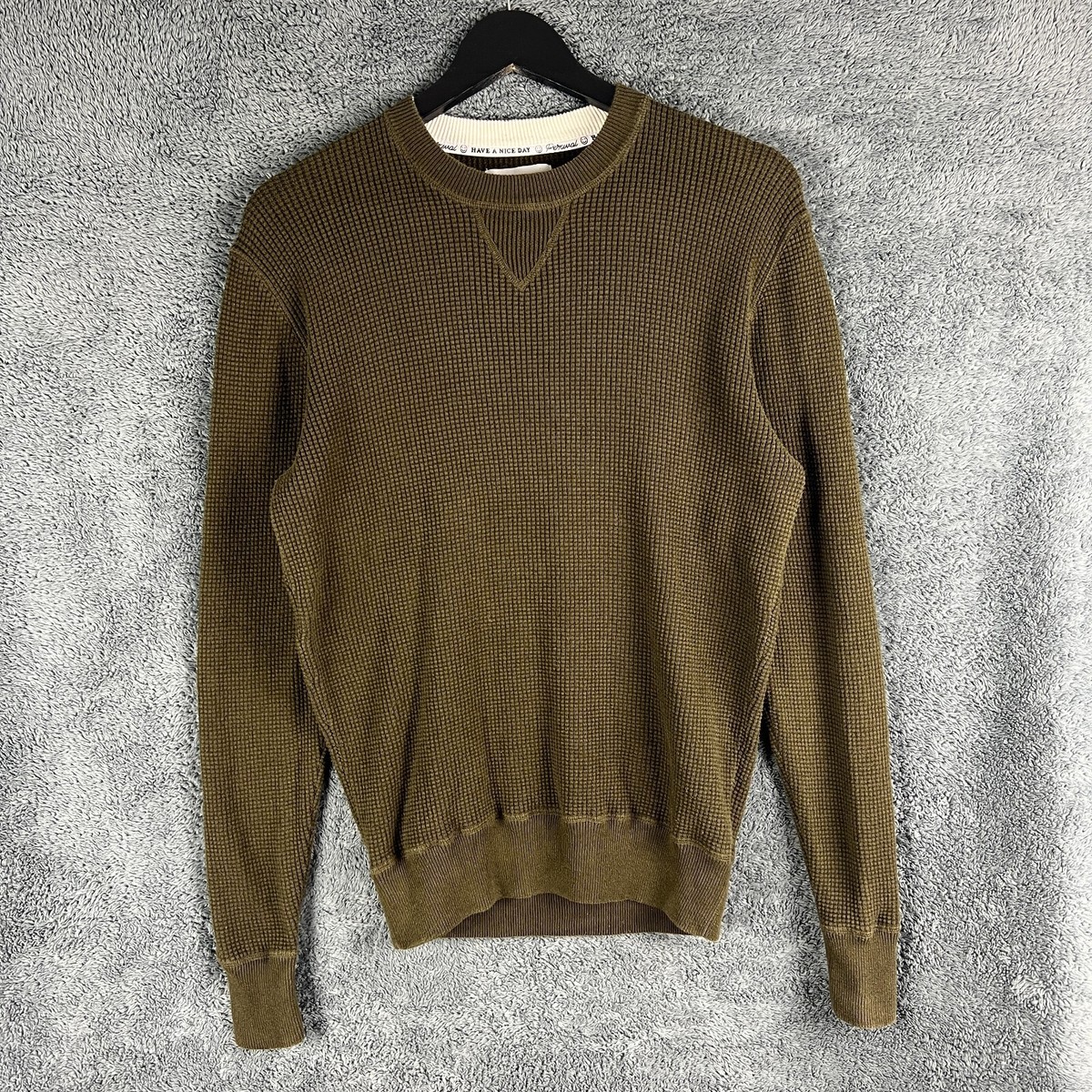 Percival Jumper Small Green Pullover Sweater Sweatshirt Waffle Knit Heavy  preppy