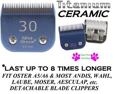 Pet Pro Edge TITANIUM CERAMIC 30 BLADE*Oster A5 A6,Andis AGC,Wahl KM Clippers