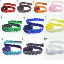 50 Yards Sequin Trim 2 Rows Elastic Round Sewing Craft DIY Latin Dancewear