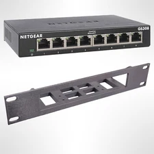 10" Rack Mount Bracket for Netgear GS308V3 Network Switch (GS308e, GS308EPP)