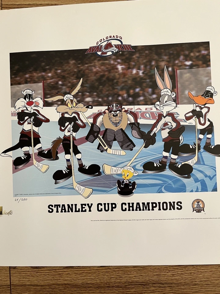 Colorado Avalanche 2001 Stanley Cup Looney Toons impresión litográfica 24/250 Foto 2 de 4