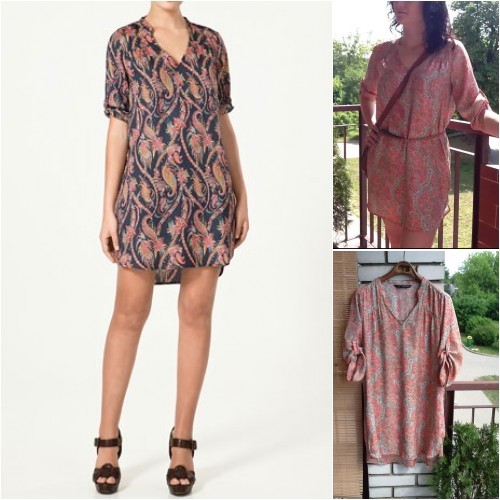 Zara Shirt Dress Paisley Print in Beige 
