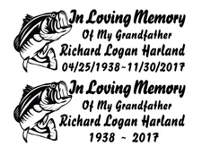 In Loving Memory - Fisherman Bass Sticker Decal Fishing Memorial Personalized 3