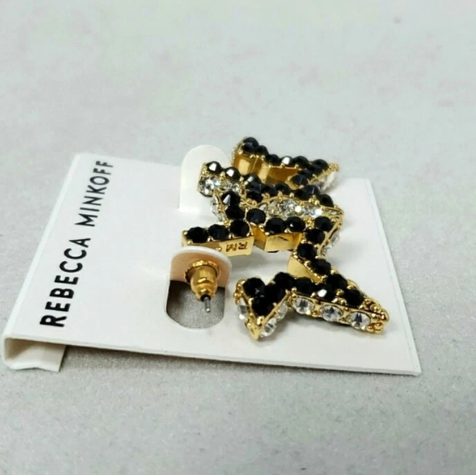 Rebecca Minkoff Super Nova Stone Hoops 耳环(黑色)耳环零售 $58 — 第 4/4 张图片