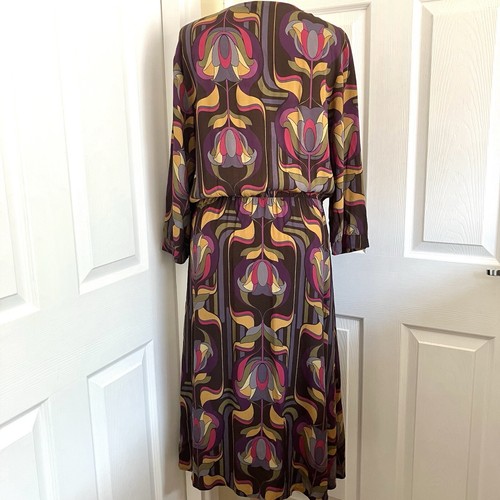 La Fee Maraboutee Multicoloured Floral Wrap Style Dress 3/4 Sleeve Size 42 UK 14 - Picture 5 of 13