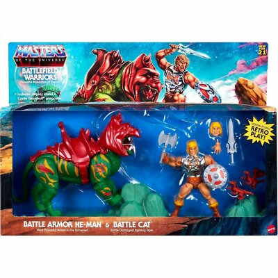 MASTERS OF THE UNIVERSE ORIGINS BATTLEFIELD WARRIORS METALLIC HE-MAN BATTLE CAT