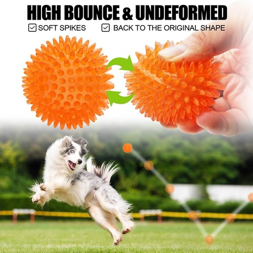 Squeaky Dog Balls 3 Pack Small Medium Puppy Toys Rubber Teething Chew Ball - Picture 4 of 6