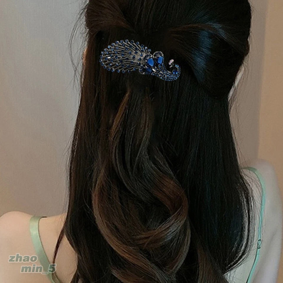 Cordón de pavo real cristal azul estrás pinza para el cabello horquillas regalos de boda Foto 2 de 4