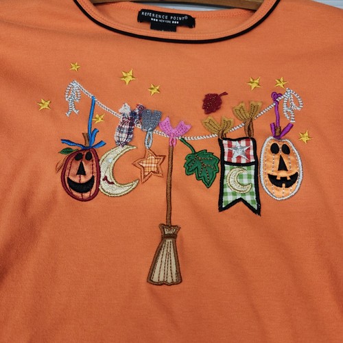 Reference Point Halloween Orange Long Sleeve TShirt Womens Size Small - Picture 4 of 7