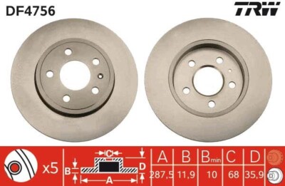 2x TRW Bremsscheibe DF4756 Audi A4 B7 / Avant SEAT Exeo / ST Hinterachse