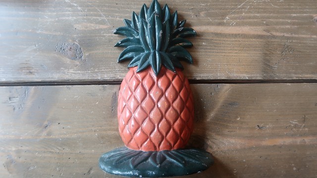 Vintage CAST IRON Painted Pineapple Door Stop 7.75 x 5.25 ...