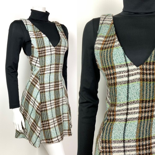 BLACK TARTAN PLAID PINAFORE DRESS 