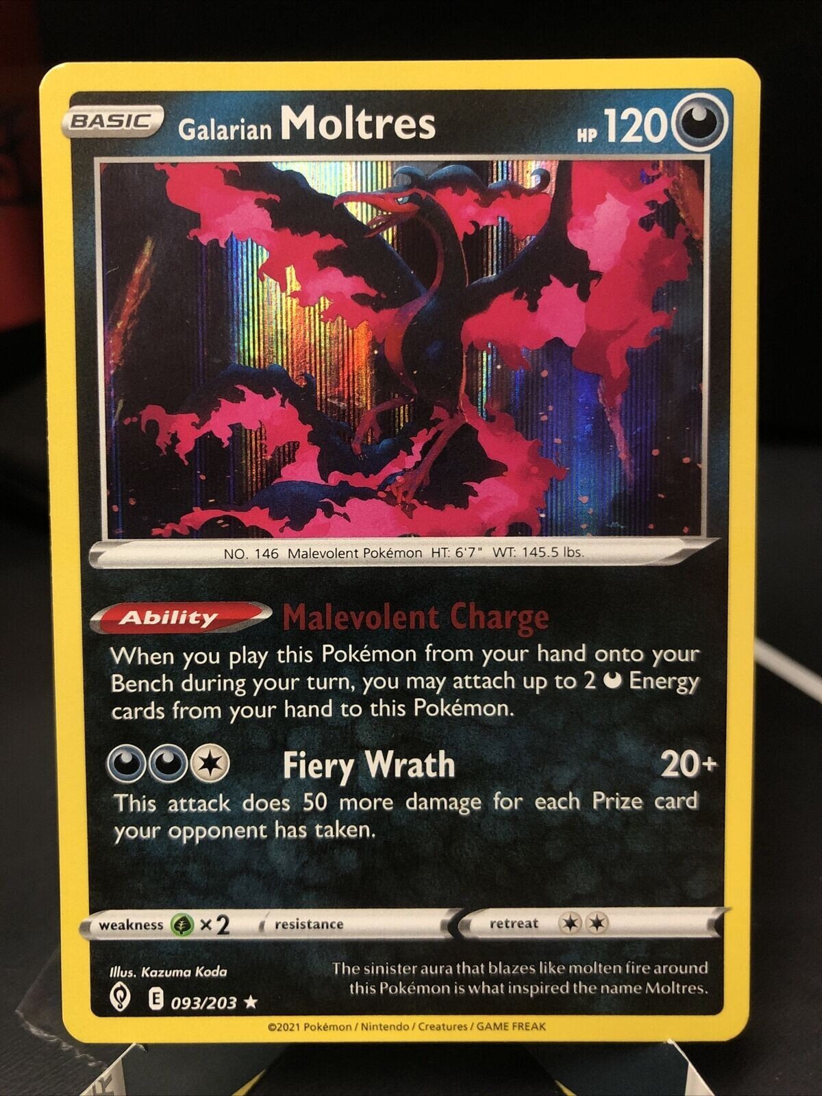 Galarian MOLTRES Holo Rare Pokemon TCG Card 093/203