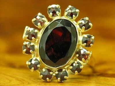 8kt 333 Gelbgold Ring mit 9,21ct Granat Cluster Besatz / 5,2g / RG 64 - Bild 1 von 4