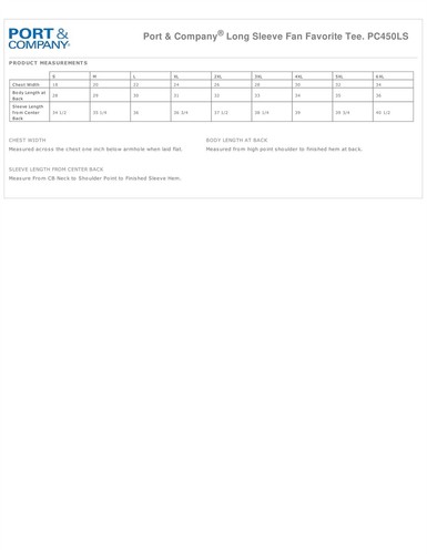 Port & Company Men's Long Sleeve Crew Neck Fan Favorite Cotton T-Shirt PC450LS - Picture 2 of 37