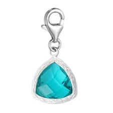 Clip on Cz March Birthstone Charm Dangle Pendant for European Clip on Char...