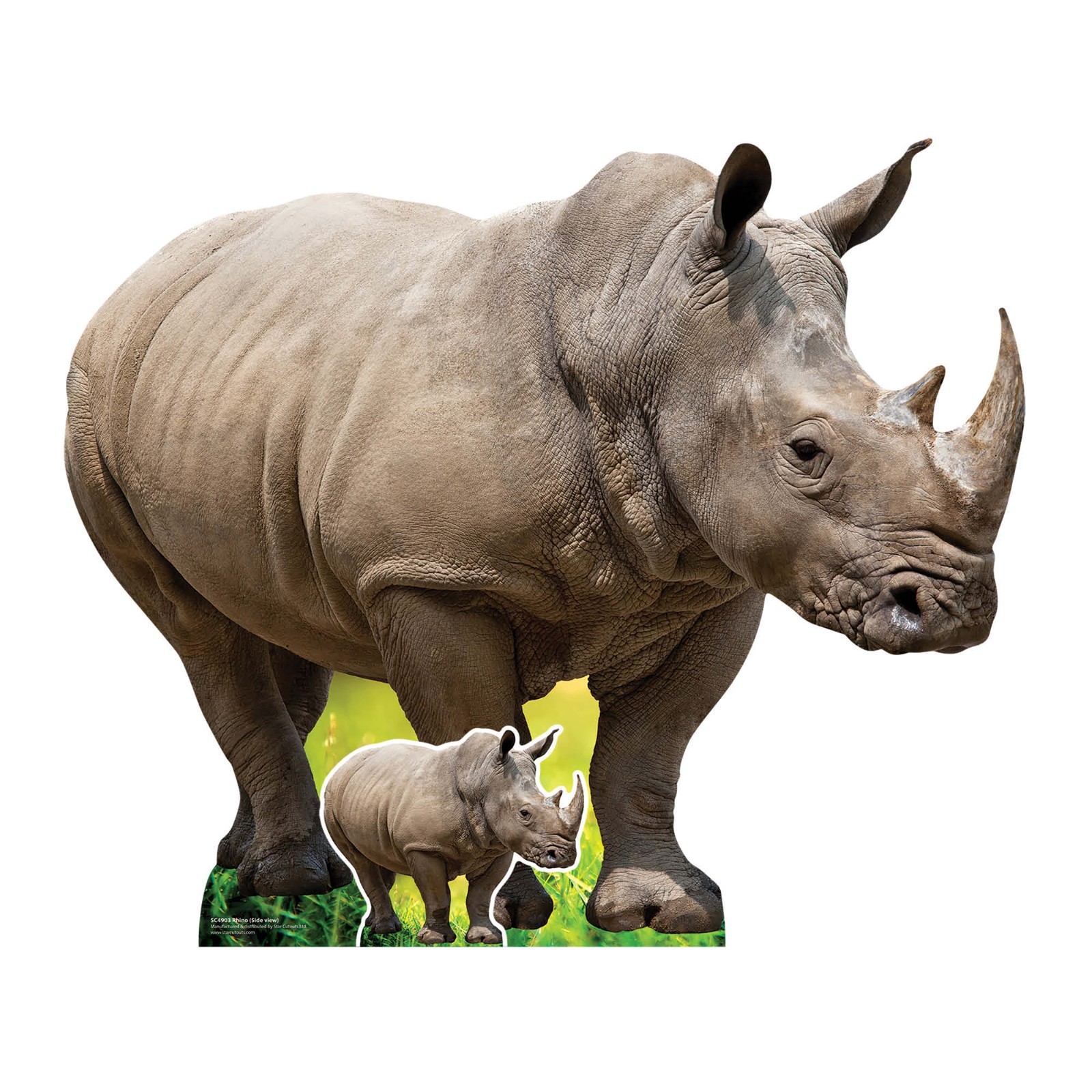 Rhinoceros Side Cardboard Cutout 93cm Tall and Free Mini Animal Standee Wildlife