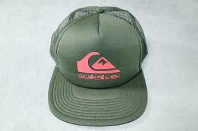 Quiksilver Trucker Hat Adult Snapback Green Mesh Baseball Cap Logo Surfer Skater