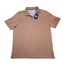 DKNY Men's L Polo Shirt Brown Tan Short Sleeve Collared Timber NWT