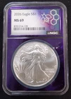2026-W AMERICAN EAGLE S$1 PURPLE CORE MS-69 NGC 1OZ FINE SILVER